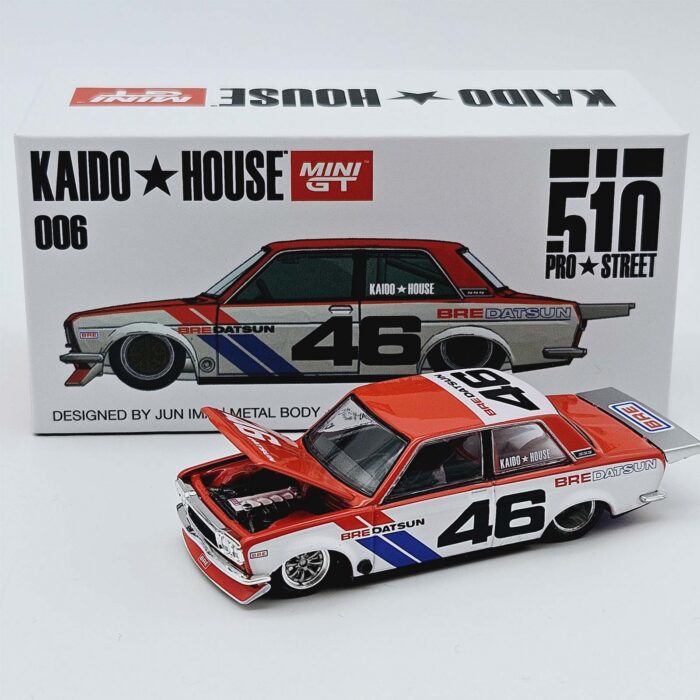 Mini Gt - Kaido House Datsun 510 Pro Street BRE510 V2 #46, with 8 spoke rims