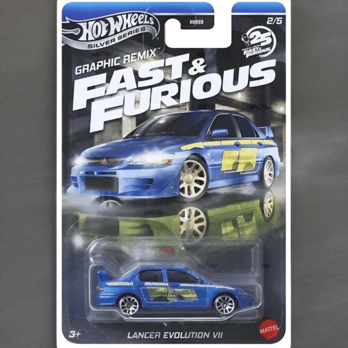 Hot Wheels - Lancer Evolution VII, blue f&f graphic remix