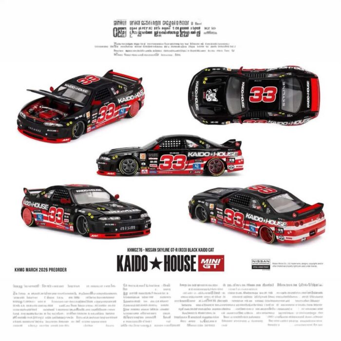 Mini Gt - 1995 Nissan Skyline GTR (R33) Black Kaido CAT