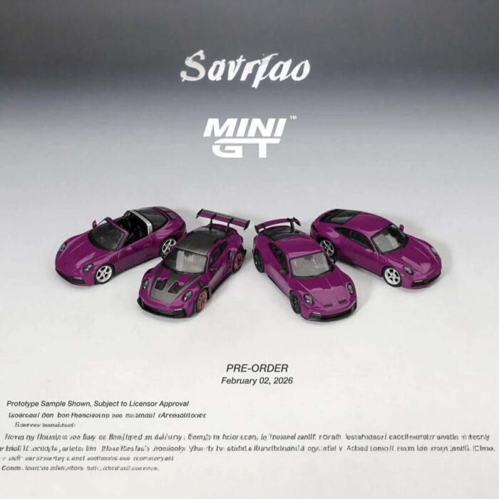 Mini Gt - 2025 Porsche 911 (992) Rubystone red 4 car set